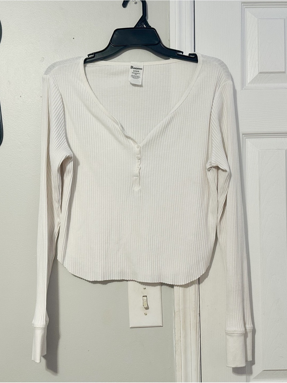 no boundaries off-white henley top